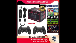 Máy Chơi Game Cầm Tay stick đỏ X2plus 3D 128GB 30000+Game cấu hình cao,3D có 2 Tay Cầm Kết Nối Không Dây