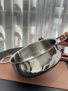 Nồi canh Chockmen Đức Inox 18/10 cao cấp nồi inox nguyên khối nồi lẫu lùn nồi nấu canh inox nồi hầm kho chiên rán xào từ