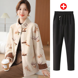 Elegant Fur Collar Thickened Winter Coat for Middle-Aged Women 2024 New Style National Trend Short Size Mom Outerwear