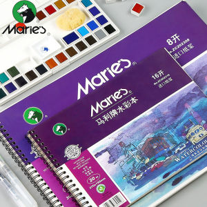Maries Sổ Màu Nước Xoắn Ốc 8K/16K Giấy Màu Nước Bột Gỗ 230G Sổ Vẽ Phác Thảo Lá Rời Đồ Dùng Học Tập Nghệ Thuật