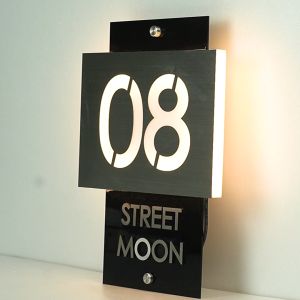Nomor Rumah Stainless LED Kombinasi Akrilik Model Street Moon