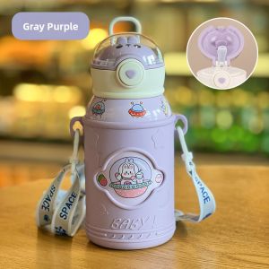 Childrens Thermal Cup Straw Water Bottle Food Grade 316 School Specialty Girls Boys Water Pot Stainless Steel Insulated Mug