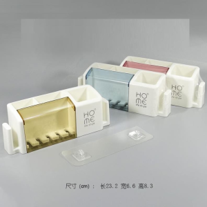 Kệ Để Bàn Chải Kem Đánh Răng HOME Có Nắp Đậy Chống Bụi CÓ Móc Treo Ly Dán Tường- Kệ Để Đồ Phòng Tắm