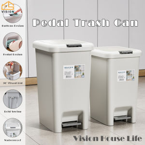 Vision 6.5L/10L/15L/20L Press Open Trash Can Foot Pedal Garbage Can Step-On Trash Bin Step Pedal Garbage Bin Tall Plastic Wastebasket with Lid for Bathroom/Kitchen/Office/Patio/Backyard