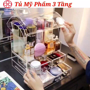 Tủ Mỹ Phẩm Có Nắp 3 tầng Hokori Trong Suốt VIỆT NHẬT Kệ Mỹ Phẩm Đồ Dùng Trang Điểm 3639-3