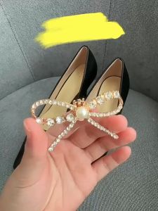 2pcs Variasi Sepatu Rangkai Motif Busur Berlian Imitasi Shoe Clip Aksesori Dekorasi Gesper Sepatu Pengantin Wanita High Heel Clip Korea Import