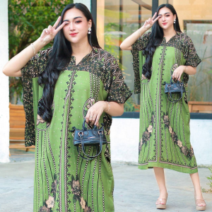 daster wanita lengan pendek - kimono motif sahrini resleting depan busui modern motif salur