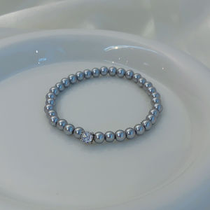 สร้อยข้อมือมุกทรงสี่เหลี่ยมพร้อมหินเซอร์โคเนียสไตล์ฝรั่งเศส หรูหรา เรียบง่าย สุดหรู สร้อยข้อมือแบบอเนกประสงค์สำหรับผู้หญิง