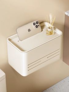 Nordic Style Wall-Mounted Toilet Tissue Box Bathroom Paper Towel Holder Pure Color Storage Shelf for Bathroom And Toilet