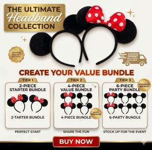 [SG Ready Stock]🚚Fast Shipping Minnie Mickey Ears Headband Polka Dot Bow Hairband Cartoon Mouse Costume Accessory Party Adult Kids SG Seller