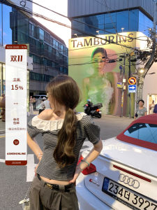 Áo Thun Tay Ngắn Cổ Bẻ Kẻ Sọc Retro Ashonline Dành Cho Nữ Dáng Ôm Mùa Hè Chất Liệu Khác Phong Cách Công Sở Áo Thun Thường Ngày