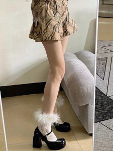 รองเท้าส้นสูงแบบ Mary Janes สำหรับผู้หญิง ทรงหัวมน หัวเข็มขัด รองเท้าส้นหนา กันน้ำ ทรงหัวมน รองเท้าส้นสูงแบบสวมสบาย