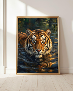 Tranh In Nghệ Thuật Treo Tường Hình Con Hổ Hùng Vĩ - Tải Xuống Kỹ Thuật Số Tranh Động Vật Hoang Dã Cho Rừng Rậm Trang Trí Nhà Theo Phong Cách Boho Hình Chữ Nhật Dọc Poster Vẽ Phun Sơn