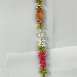 Handcrafted Artificial Flower String with Ganesha Wall Hanging | Decorative Toran for Pooja Diwali & Festival Home Décor (Pack of 1 40 Inches)