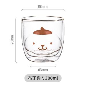 HelloKitty Double Layered Glass Milk Cup Cute Creative Home Use Insulated Milk Tea Cup High Aesthetic Value Small Style