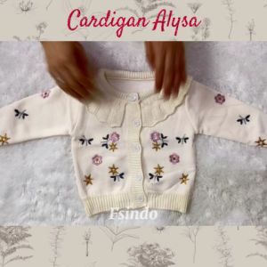 Cardigan Bayi/ Cardigan Anak Knit Lembut/ Jaket Sweater Anak Outer Baby Motif Renda CG1 Alysa LYME