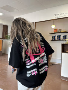 Oversize Cotton T-Shirt Womens Loose Short Sleeve round Neck Printed Casual Summer Top Sweet Cool Style Pinksoftsister