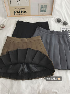 กระโปรงสั้นทรงเอผ้าจีบสีเทาดำสำหรับผู้หญิง กระโปรงสั้นเอวสูงไซส์เล็ก ฤดูใบไม้ร่วง 2025 ใหม่ กระโปรงสั้นสีดำ ขนาดเล็ก