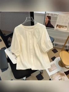 Embroidered Casual Short Sleeve Shirt Slim Fit Petite-friendly
