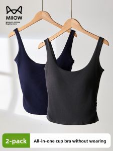 Miiow | Cat Woman Summer Womens Tank Top Fixed Cup U-Shaped Back Vest Slimming Exposed Back Base Layer Outerwear Camisole