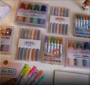 6Pcs Soft-Head High ขนาดใหญ่ความจุ Double-Headed Marker นักเรียนหมายเหตุ/คู่มือ Ledger/ ไดอารี่/การ์ดอุปกรณ์ตกแต่ง