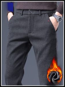 ROMON | กางเกงขายาวทรงตรงผ้าขนแกะสำหรับผู้ชาย ทรงหลวม ทรงเข้ารูป ทรงปกติ ฤดูใบไม้ร่วง/ฤดูหนาว กางเกงขายาวทรงสูทสำหรับใส่ไปทำงาน