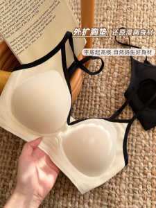 นุ่ม Support Jelly Strip Bra ชุดชั้นในสตรีไร้สายแบบไม่มีรอยต่อเข้มข้นหน้าอกเล็ก เต้านมเสริมป้องกันการขยายตัว