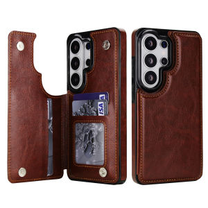 Leather Wallet Case For Samsung Galaxy S23 S24 S25 S26 Ultra A57 A37 A56 A36 A26 A16 Card Holder Flip Phone Protective Case