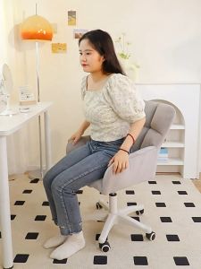 เก้าอี้ ร้านทำเล็บ เก้าอี้ สำหรับการบ้าน เก้าอี้หมุนไม่ใช่เจ้าหญิง 2สี ชมพู / เทาเ