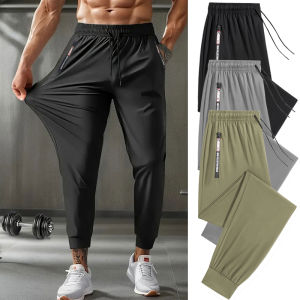 Mens Athletic Stretchy Quick Dry Pants with Zipper Pockets Lightweight Sweatpants for Outdoor Hiking Fishing Running Workout