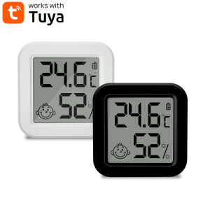 Indoor Bluetooth Temperature and Humidity Sensor Humidity Sensor Battery Powered Tuya APP Monitoring Black or White Color