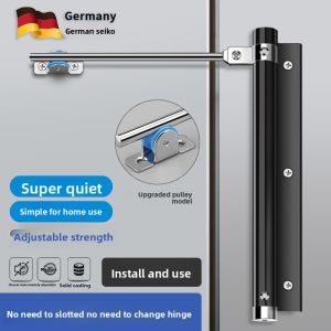 MONLEYTA | Small Automatic Door Closer Easy Install No Drilling For Bathroom Wooden Doors Spring Door Closer Adjustable Force Two Segments
