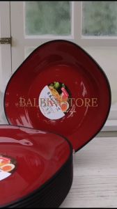PROMO 12 pcs piring japan series model kotak cekung ukuran jumbo 23 cm gratis 3 pcs sendok makan