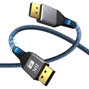 Displayport Cable DP1.4 Display Port Nylon-Braided Cable 2K 240Hz 4K 144Hz 8K 60Hz For PC Laptop TV Projector Audio Video Cable