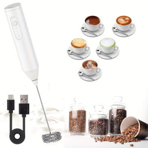 Electric milk frother handheld egg beater wireless charging beverage coffee machine mini portable home kitchen mixer