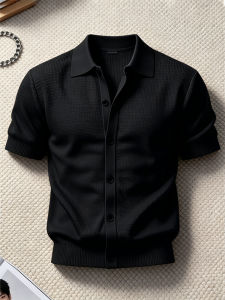 Black Retro Knit Collar T-Shirt