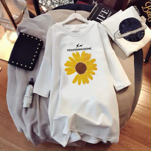 Loose long sleeve T-shirt Daisy slim fit versatile medium top medium length Lengan panjang longgar