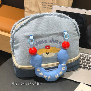 กระเป๋าเครื่องสำอางแบบพกพา เดนิม ใบ กระเป๋าใส่เครื่องสำอางสำหรับเดินทาง นักเรียน ใบ กระเป๋าถือพกพาสะดวก ซิป ใบ กล่องเก็บของแบบมีฝาปิด