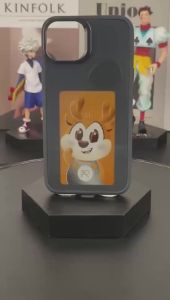 New-tech NFC function phone case for iPhone 16 Pro Max DIY cases E Ink screen phone cover cartoon girl fundas battery free