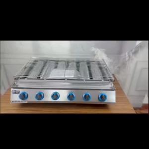 6 Heads Burner NEW Design Wide Griller Gas Barbecue Grill Smokeless Heavy Duty Stainless Steel