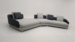 BUNISE โซฟาผ้าลินินคอตตอน ทรงโค้ง สไตล์มินิมอลอิตาลี โมเดิร์นหรู สำหรับห้องนั่งเล่น บ้านเดี่ยวหรือเพนต์เฮาส์ขนาดใหญ่ รุ่น Lawson จัดส่งฟรีทั่วไทย