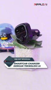 Ripple Smart Ai Car Charger 2 Port Fast Charging USB FM Bluetooth Voice Control Transmiter Charger Mobil