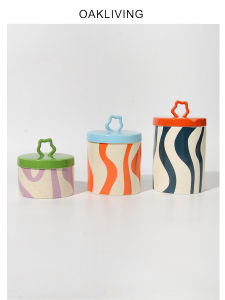 Nordic Style Ceramic Storage Jar Home Decor Miscellaneous Items Dry Fruits Organizer Box Oakliving Retro Vintage Chinese Made