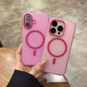 Rose Gold Silicone Phone Case for Apple 16Plus Lightweight Frosted Wireless Magnetic Skin Feel Semi Transparent Full Cover Air Protection for Women