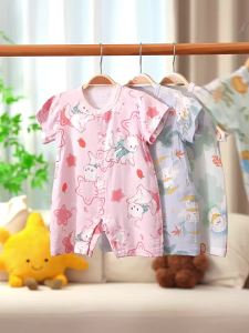CAIYINGFANG | Summer Thin Bamboo Cotton Short Sleeve Bodysuit for Babies