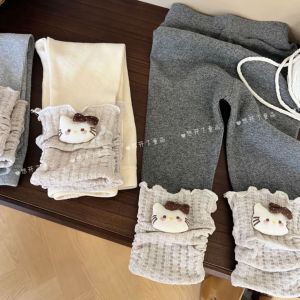 Girls Elastic Cat Footmouth Long Pants High Waist Straight Leg Cotton Comfortable Versatile Autumn Winter New Arrival