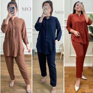 COD Baju Wanita Remaja Model Terbaru Jumpsuit One Set Crinkle Setelan Wanita Cringkel Airflow Terbaru Premium Busui