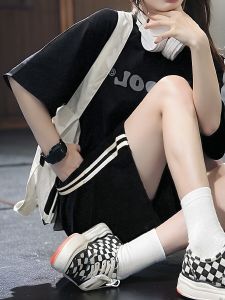 Casual Summer Shorts Men Women Wide Leg Straight Cut Stripe Mid-Calf Length Anti-Wrinkle Elastic Waist Youth Fashion Sportswear