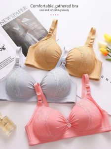 Plus Size Thin Womens Intimates Comfortable Wireless Push up Breast Holding Adjustable Beauty Back Middle-Aged Bra