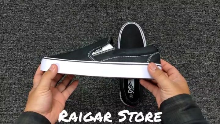 Sepatu Vans Slip On Slop Pria Wanita Kanvas Tebal Putih Kasual